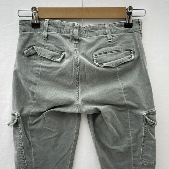 J Brand Slim Fit Cargo Pants Zippered Ankles Pockets Mint Olive Worn Womens 36 - Picture 3 of 13